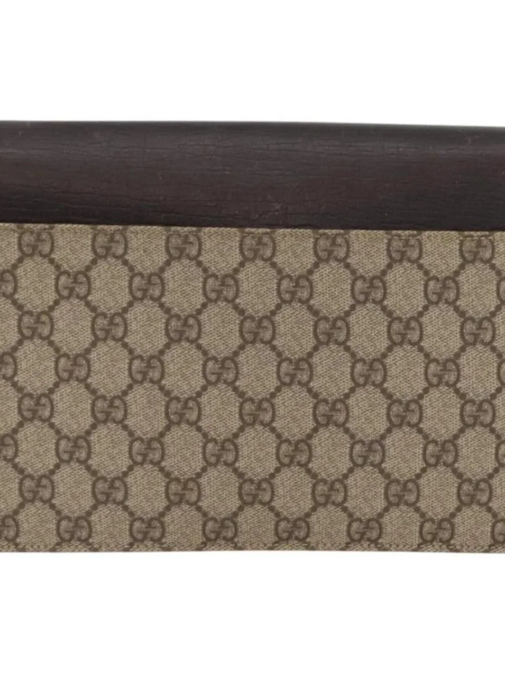 GUCCI GG Supreme Clutch Bag PVC Beige Silver 131213 Auth 173825